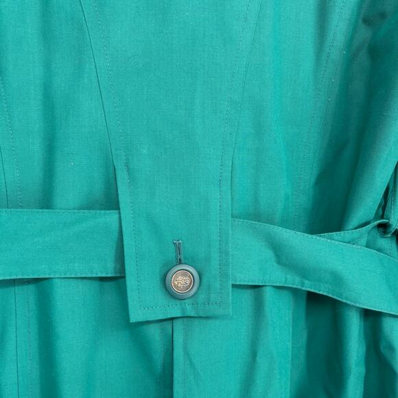 Vintage London Fog Green A-Line Belted Removable Liner Trench Coat Size 6P - Picture 7 of 10